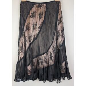 Vintage Y2K Cache Lace Mesh Overlay Skirt Black M